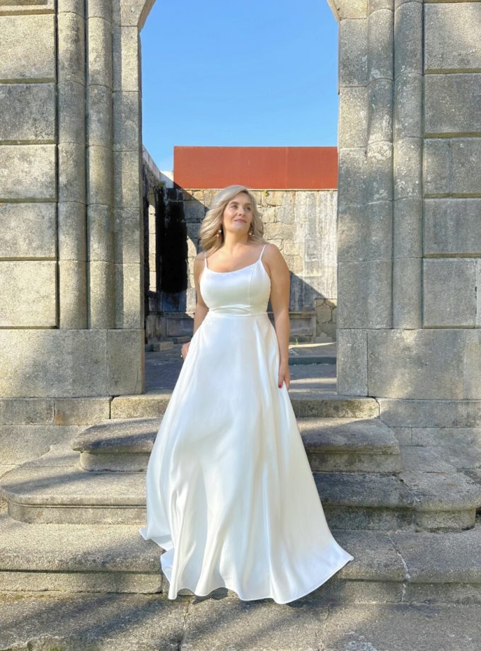 Vestido Seda Novia Bolsillos