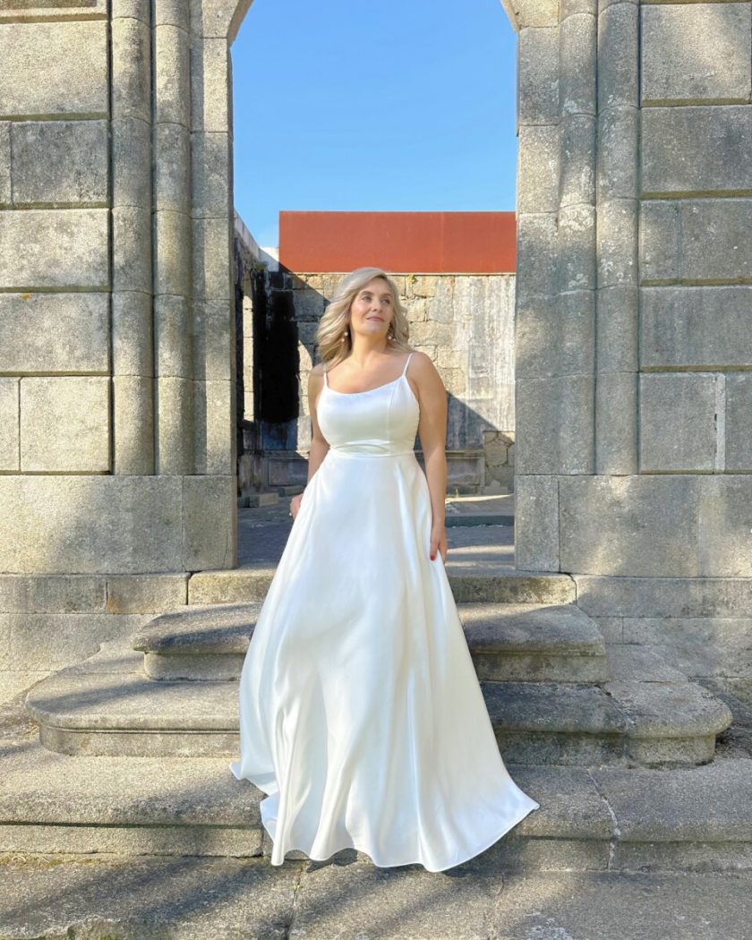 Vestido Seda Novia Bolsillos - Imagen 8