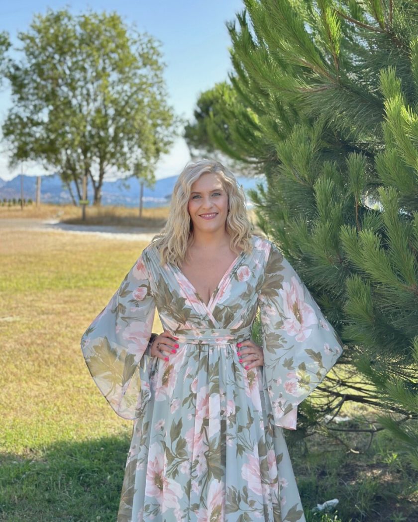 Vestido Gasa Mangas Estampado Curvy - Imagen 8