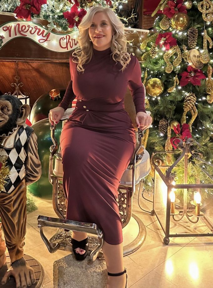 Vestido Drapeado Botones Largo