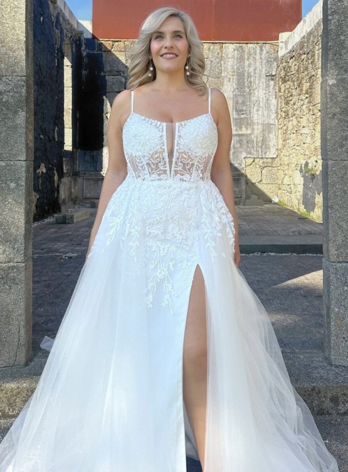 Vestido Tul Sobre Falda Novia