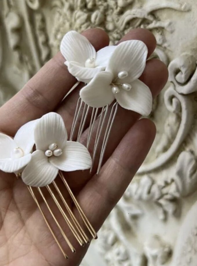 Tocado Mini Peineta Flor Perlas