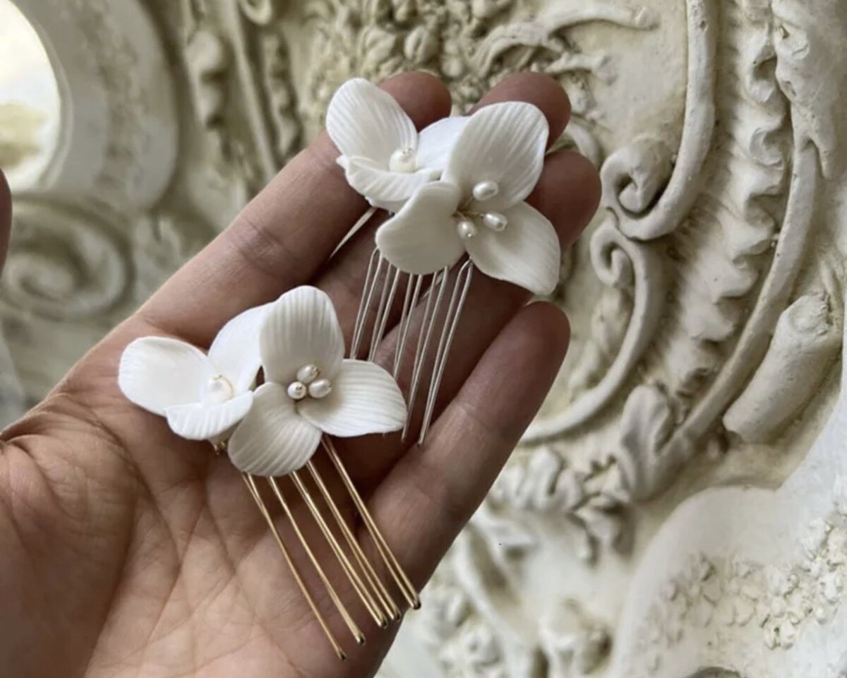 Tocado Mini Peineta Flor Perlas