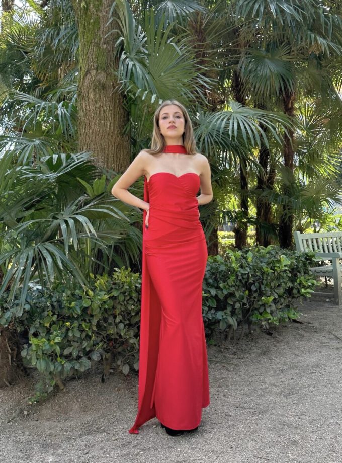 Vestido Sirena Cuello Alas