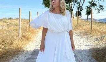 Vestido Capa Broche Flor Curvy Novia