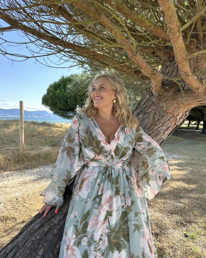 Vestido Gasa Mangas Estampado Curvy - Imagen 15