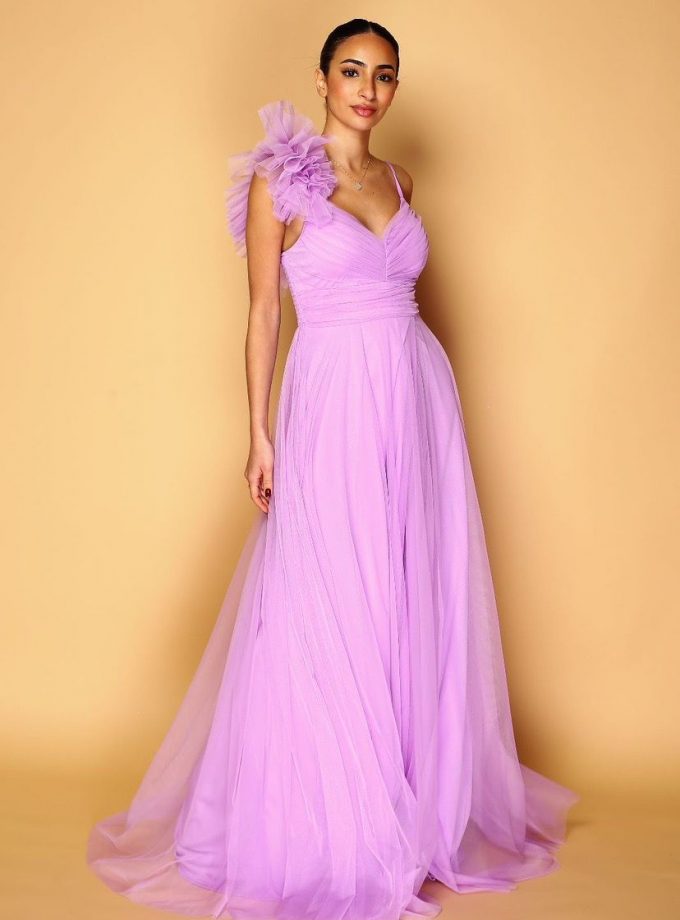 Vestido Tul Abertura Hombro Curvy