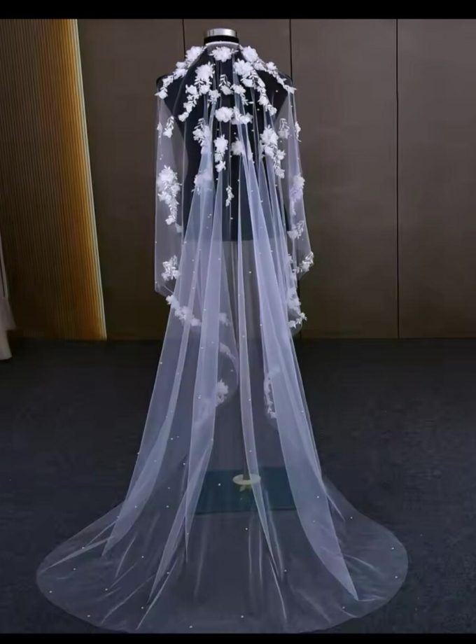 Tocado Velo Flores Perlas