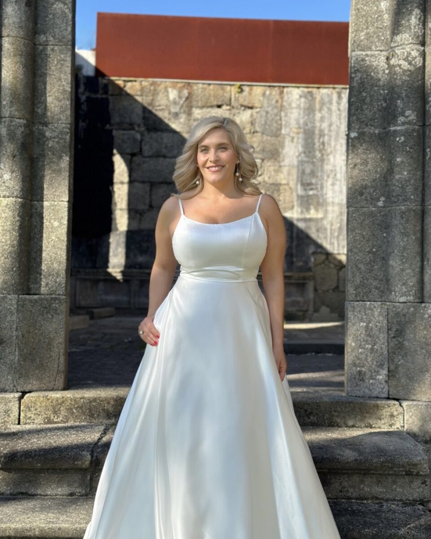 Vestido Seda Novia Bolsillos - Imagen 4