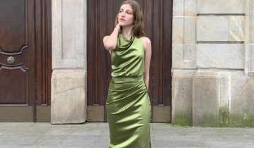 Vestido Seda Halter Cascada