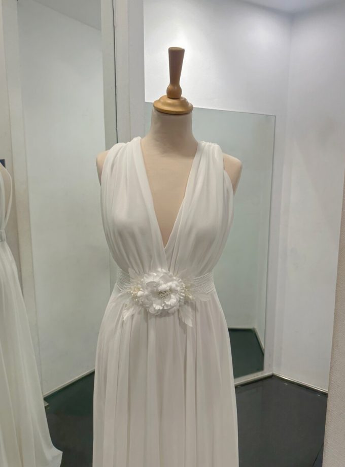 Cinturón Elástico Rafia Blanco Con Flor