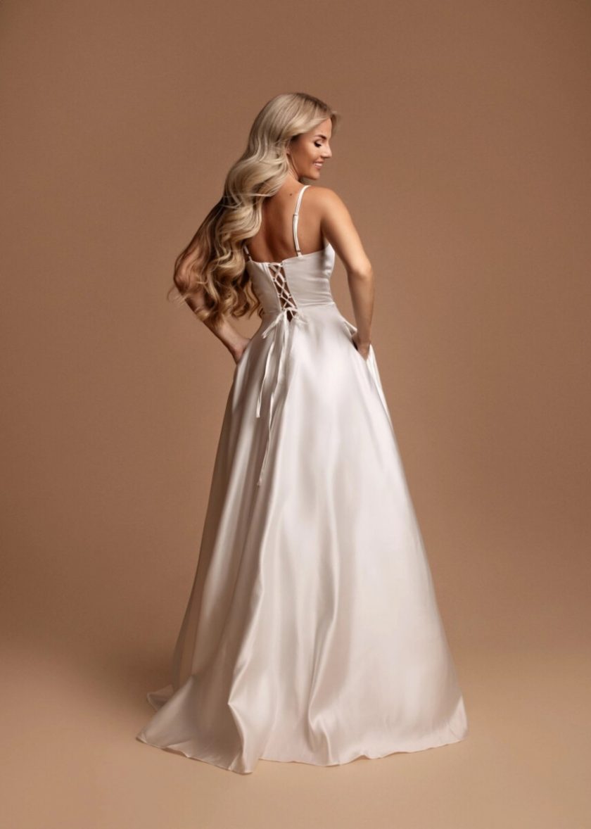 Vestido Seda Novia Bolsillos - Imagen 2