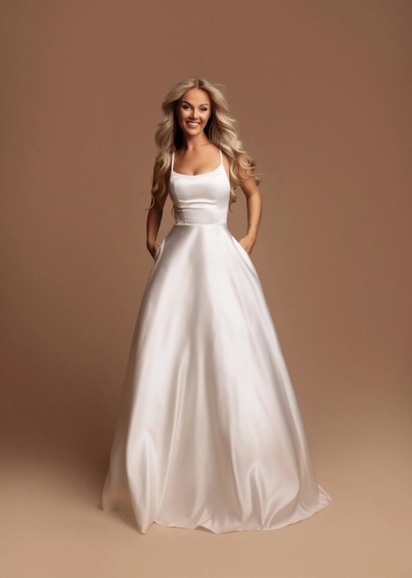 Vestido Seda Novia Bolsillos - Imagen 5