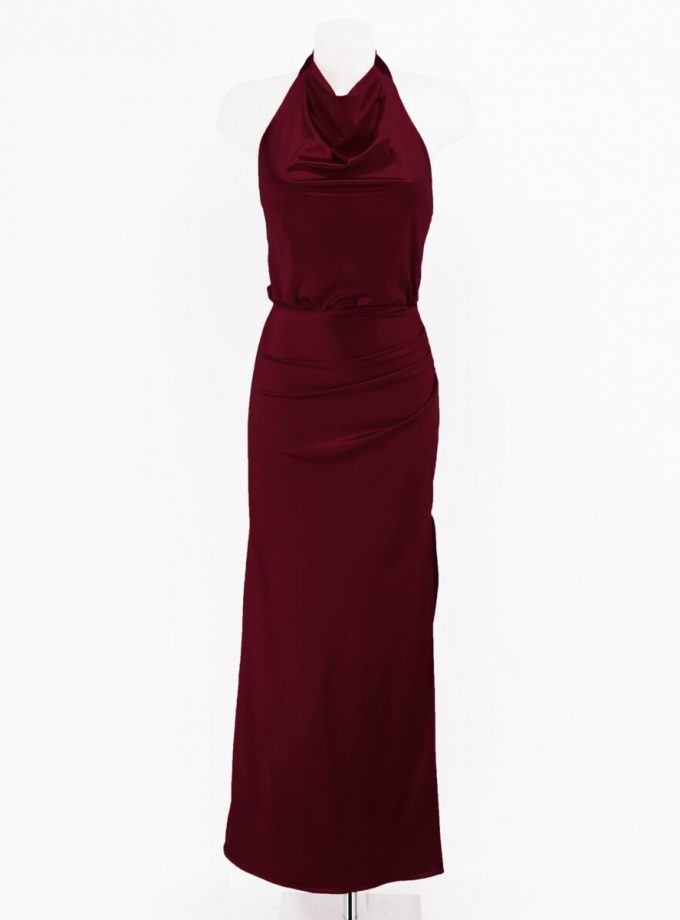 Vestido Seda Halter Cascada