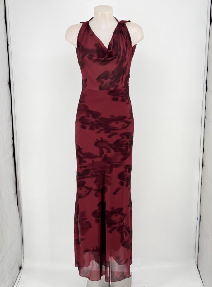 Vestido Estampado Escote Cascada