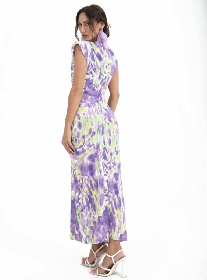 Vestido Seda Escote Nudo Estampado