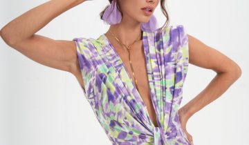 Vestido Seda Escote Nudo Estampado