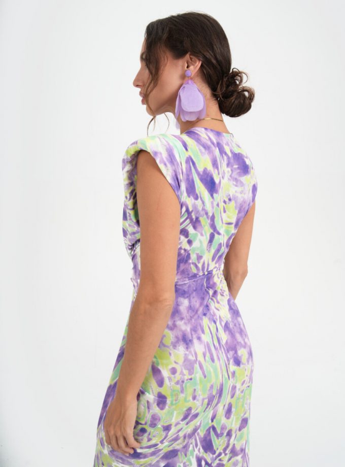 Vestido Seda Escote Nudo Estampado