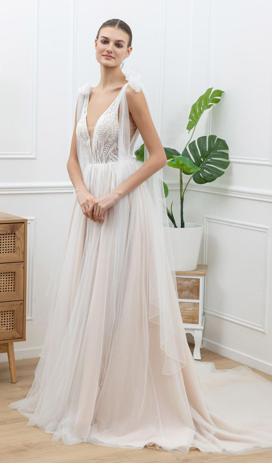 Vestido Novia Lazos Hombros