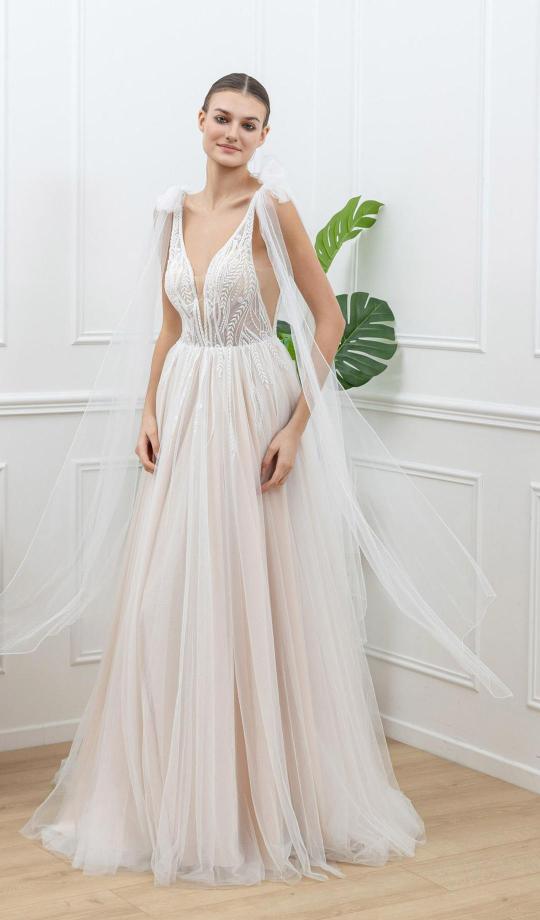 Vestido Novia Lazos Hombros