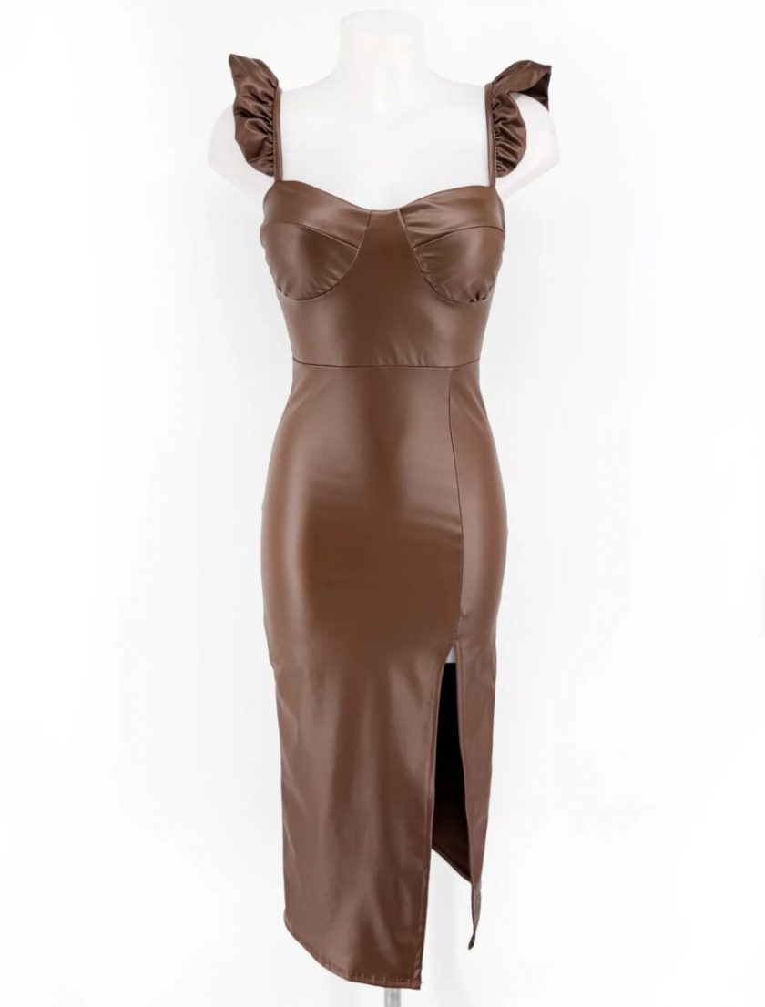 Vestido Polipiel Volantes Midi - Imagen 5