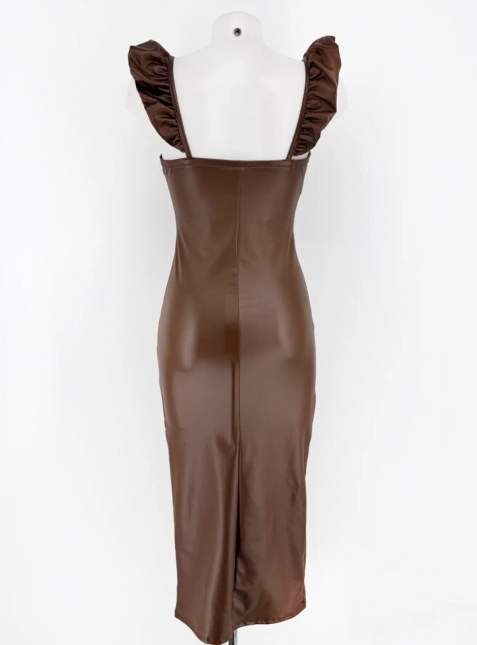 Vestido Polipiel Volantes Midi