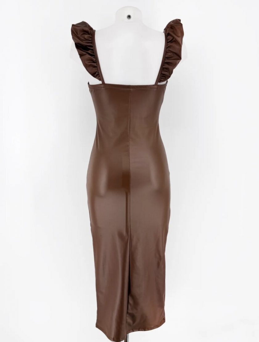 Vestido Polipiel Volantes Midi - Imagen 3