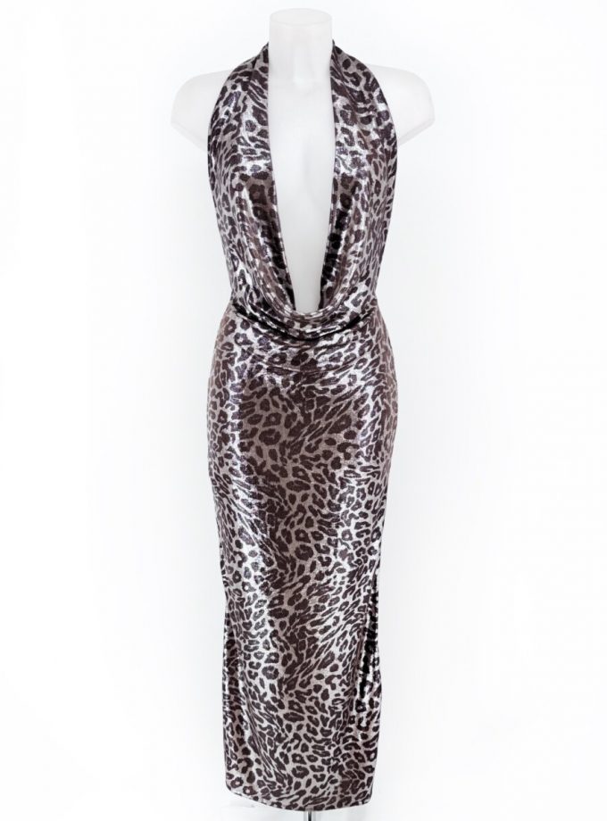 Vestido Seda Leo Escote Cascada