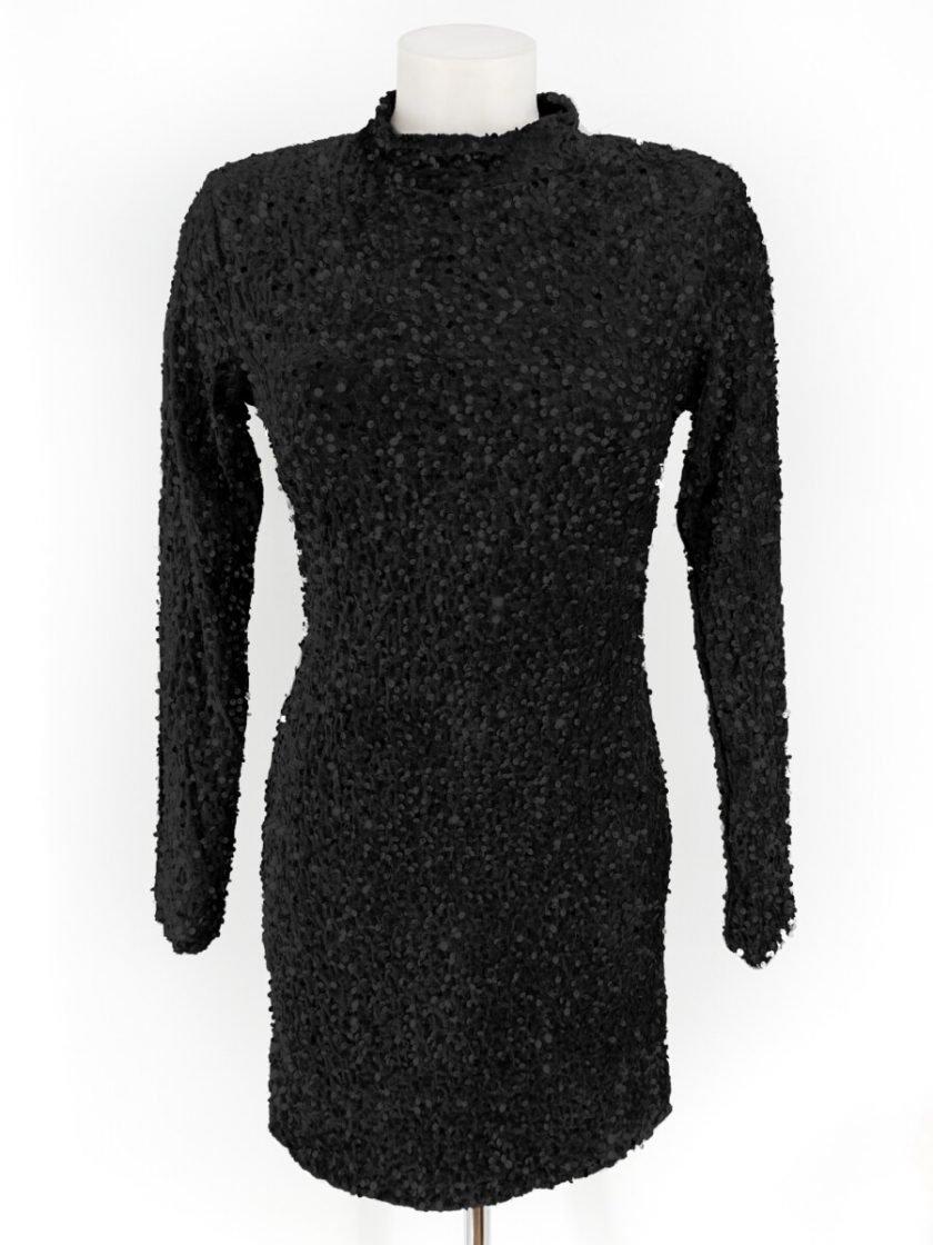 Vestido Lentejuelas Mangas Espalda - Imagen 2