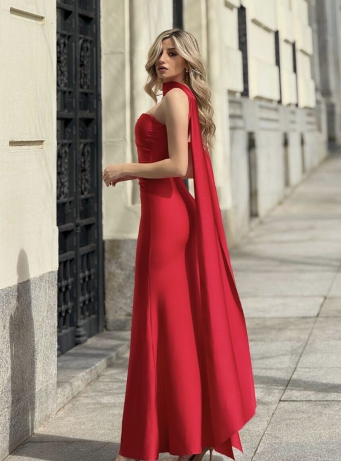 Vestido Sirena Cuello Alas