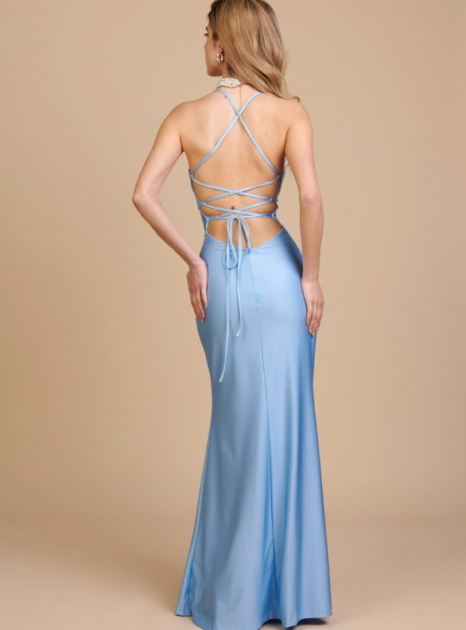 Vestido Seda Espalda Cruzada Escote triángulo