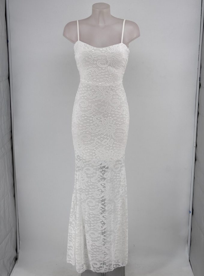 Vestido Encaje Sirena Espalda Cruzada