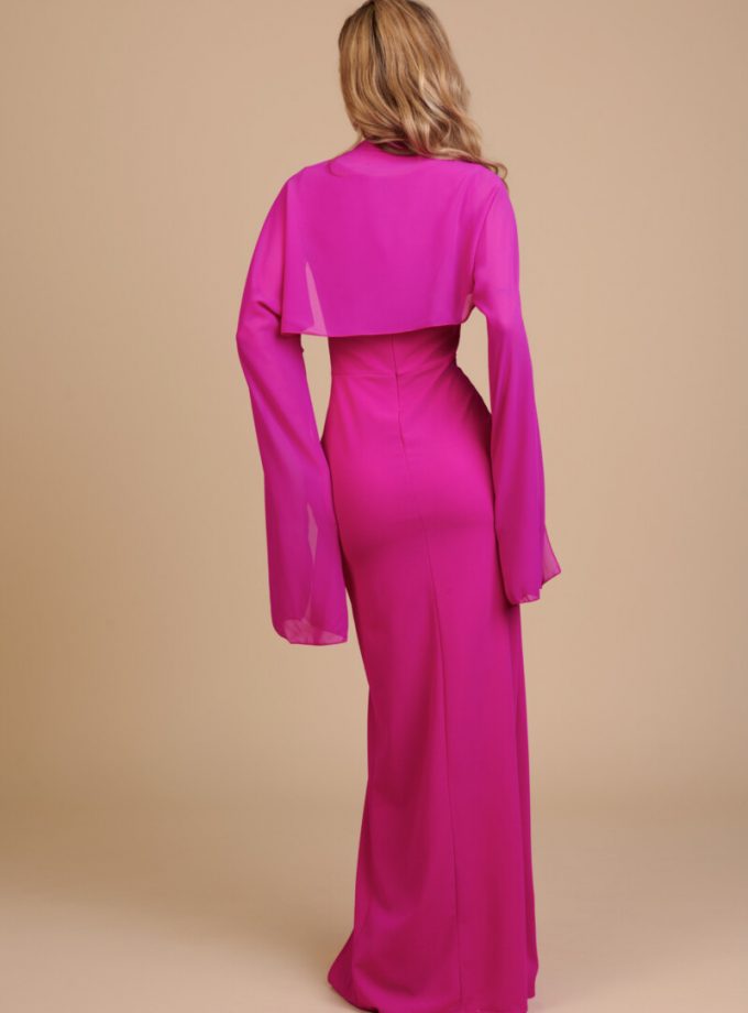 Vestido Escote Cuadrado Chal Mangas