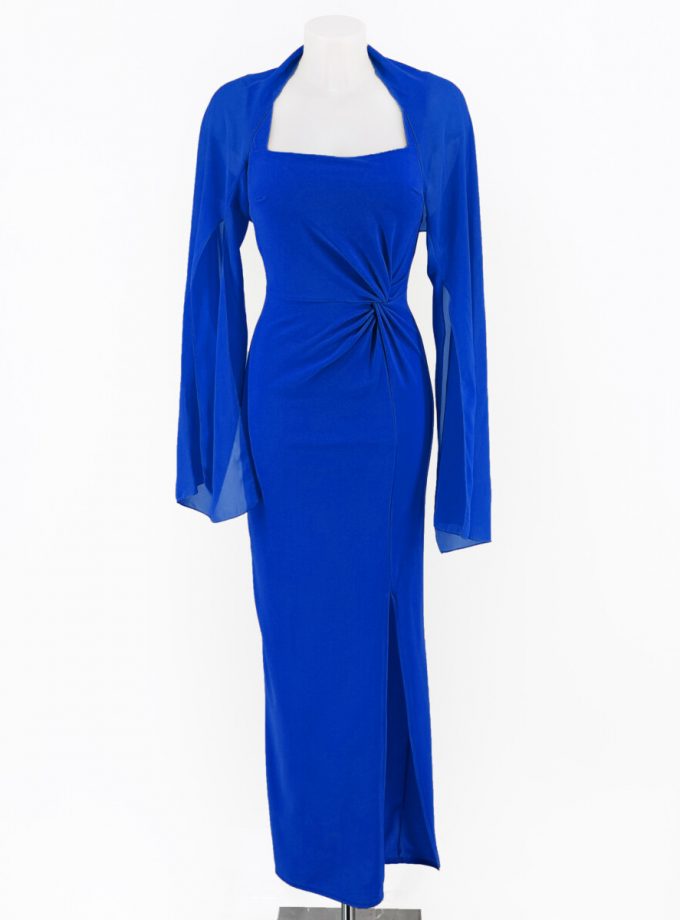 Vestido Escote Cuadrado Chal Mangas