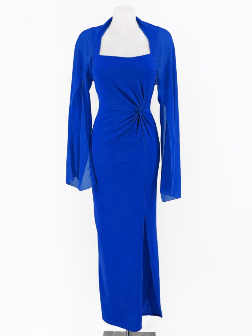 Vestido Escote Cuadrado Chal Mangas - Imagen 8