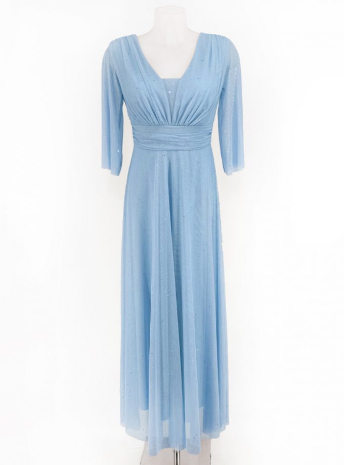 Vestido Tul Basic Manga Larga Brillos