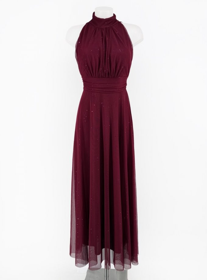 Vestido Tul Basic Halter Brillos