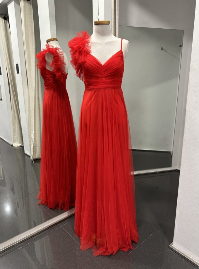 Vestido Tul Abertura Hombro Curvy