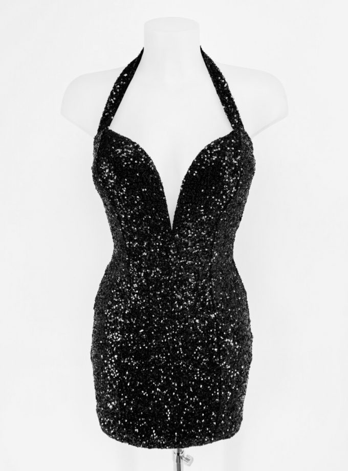 Vestido Lentejuelas Escote Corto