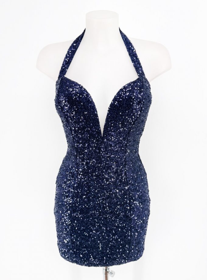 Vestido Lentejuelas Escote Corto