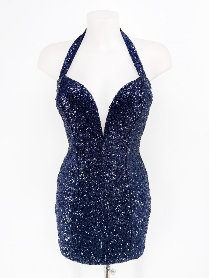 Vestido Lentejuelas Escote Corto