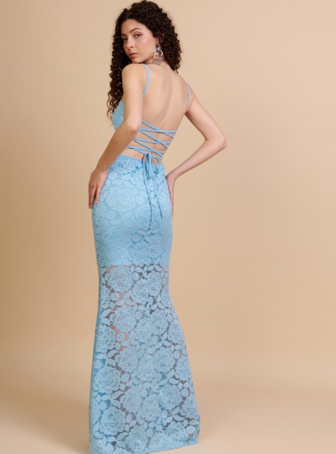 Vestido Encaje Sirena Espalda Cruzada