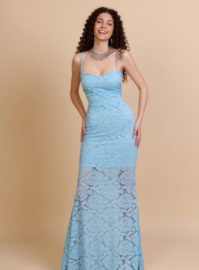 Vestido Encaje Sirena Espalda Cruzada