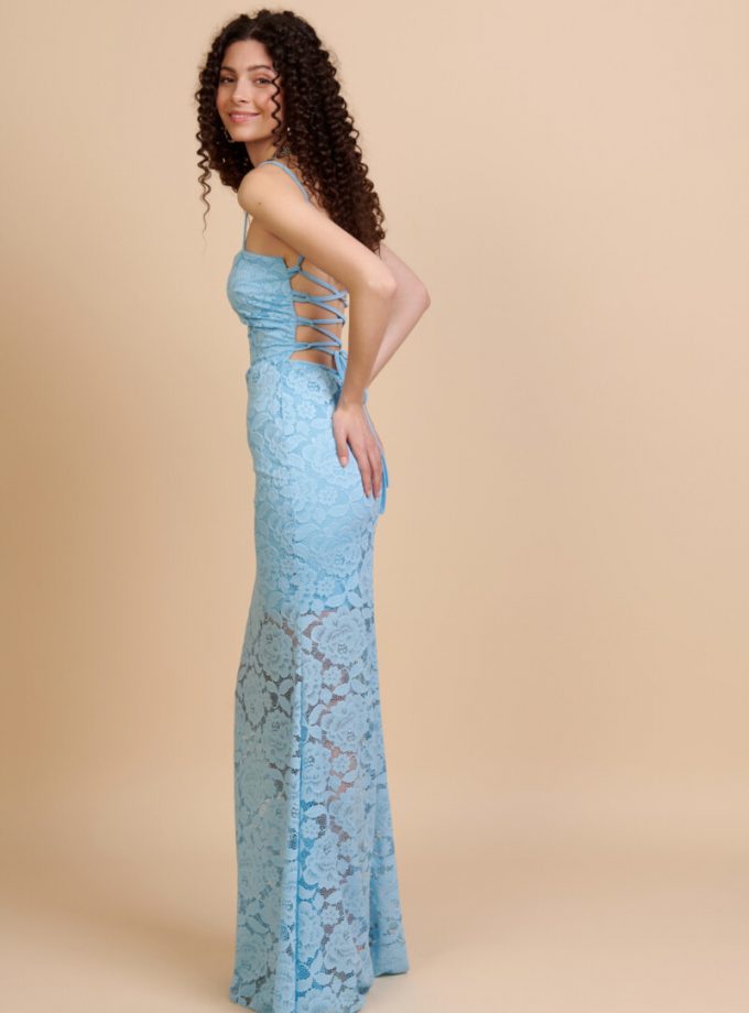 Vestido Encaje Sirena Espalda Cruzada