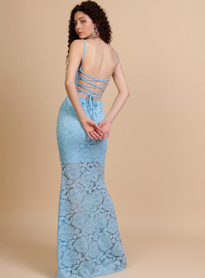 Vestido Encaje Sirena Espalda Cruzada