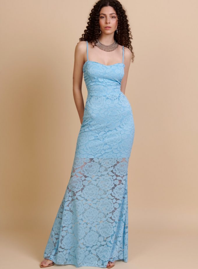 Vestido Encaje Sirena Espalda Cruzada