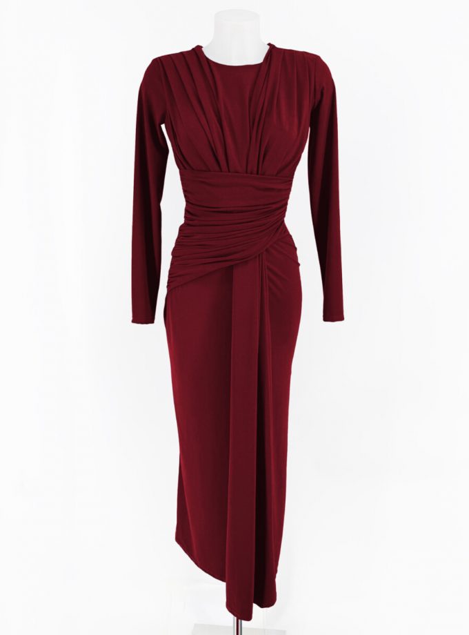 Vestido Mangas Largo Drapeado