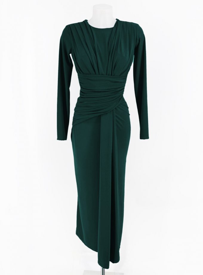 Vestido Mangas Largo Drapeado