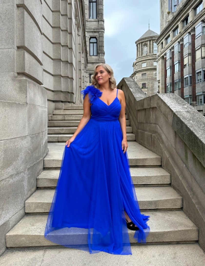 Vestido Tul Abertura Hombro Curvy - Imagen 8