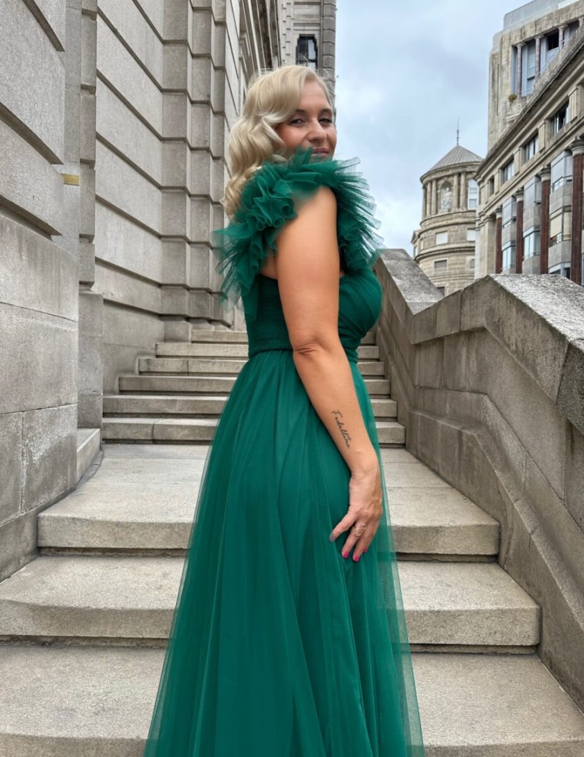 Vestido Tul Abertura Hombro Curvy - Imagen 6